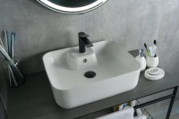 Накладная раковина GID Geometrico N9445 52 глянцевая белая, прямоугольная, фаянс, с 1 отверстием под смеситель