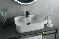 Накладная раковина GID Geometrico N9445 52 глянцевая белая, прямоугольная, фаянс, с 1 отверстием под смеситель