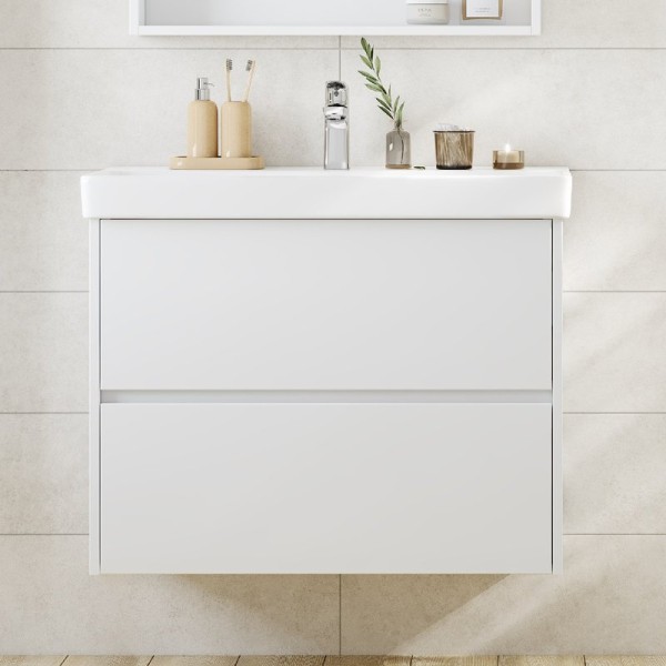 Тумба с раковиной AQUATON Сканди 80 белый глянец, белый матовый, раковина Адриана 80