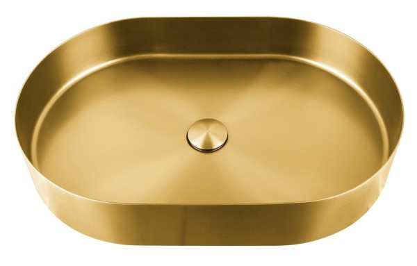 Накладная раковина AltroBagno Eterno 001025 OrSp 59 матовое золото, овальная, нержавеющая сталь