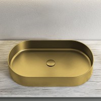 Накладная раковина AltroBagno Eterno 001025 OrSp 59 матовое золото, овальная, нержавеющая сталь
