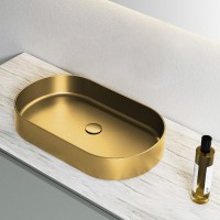 Накладная раковина AltroBagno Eterno 001025 OrSp 59 матовое золото, овальная, нержавеющая сталь