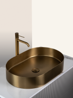 Накладная раковина AltroBagno Eterno 001025 OrSp 59 матовое золото, овальная, нержавеющая сталь