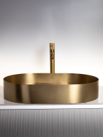Накладная раковина AltroBagno Eterno 001025 OrSp 59 матовое золото, овальная, нержавеющая сталь