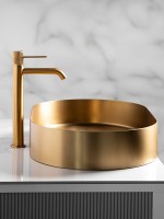 Накладная раковина AltroBagno Eterno 001025 OrSp 59 матовое золото, овальная, нержавеющая сталь