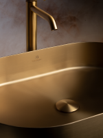Накладная раковина AltroBagno Eterno 001025 OrSp 59 матовое золото, овальная, нержавеющая сталь