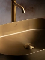 Накладная раковина AltroBagno Eterno 001025 OrSp 59 матовое золото, овальная, нержавеющая сталь
