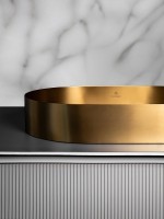 Накладная раковина AltroBagno Eterno 001025 OrSp 59 матовое золото, овальная, нержавеющая сталь