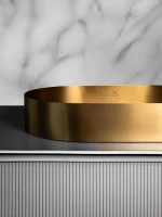 Накладная раковина AltroBagno Eterno 001025 OrSp 59 матовое золото, овальная, нержавеющая сталь