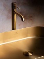 Накладная раковина AltroBagno Eterno 001025 OrSp 59 матовое золото, овальная, нержавеющая сталь