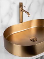Накладная раковина AltroBagno Eterno 001025 OrSp 59 матовое золото, овальная, нержавеющая сталь
