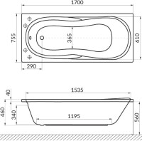 Акриловая ванна Excellent Sekwana Sekwana WAEX.SEK17.NANO 170x75 см, левая, встраиваемая, с гидромассажем, белая, со сливом-переливом