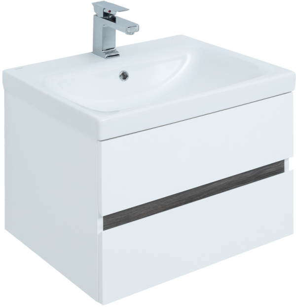 Тумба под раковину Aquanet Беркли 50 белый глянец, дуб рошелье