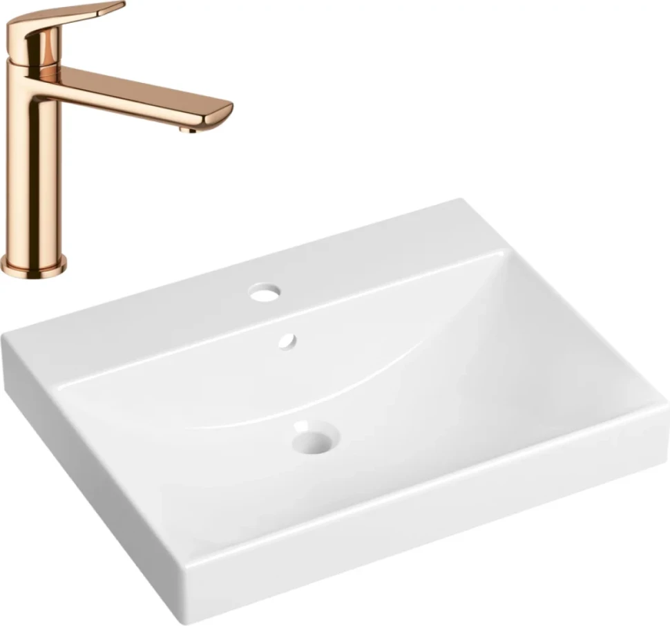 Комплект Раковина Lavinia Boho Bathroom Sink 33311012 + Смеситель Wellsee ICON! for life 182304000 розовое золото