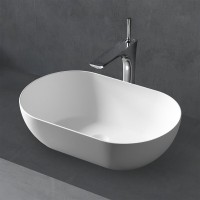 Накладная раковина Abber Stein AS2611 56 матовая белая, овальная, искусственный камень