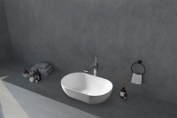 Накладная раковина Abber Stein AS2611 56 матовая белая, овальная, искусственный камень