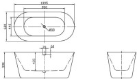 Акриловая ванна BelBagno BB306-1395 140x70 см, отдельностоящая, белая, овальная, с каркасом