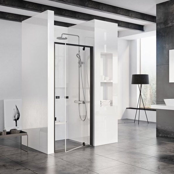 Душевая дверь в нишу Ravak Pivot PDOP1-90 Transparent, профиль черный