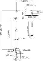 Душевая стойка Wasserkraft Elbe 7400 A174.160.217.CB черная