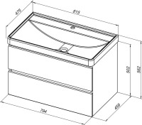 Тумба с раковиной Aquanet Sofa 80 подвесная