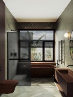 Душевая перегородка Maybahglass MGD-730-6ш 79 см, профиль черный, стекло графит матовое