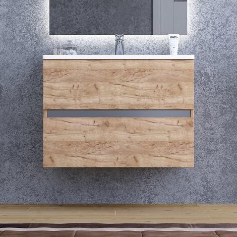 Тумба с раковиной Sanvit Кубэ-2 70 подвесная, дуб