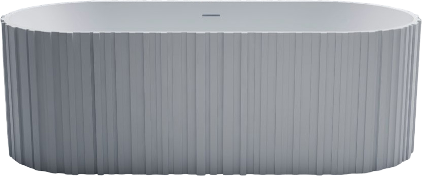 Ванна из искусственного камня Abber Stein AS9653 170x75 см, отдельностоящая, матовая белая, овальная, на ножках, с донным клапаном, фурнитура белая