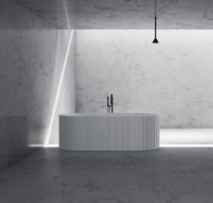 Ванна из искусственного камня Abber Stein AS9653 170x75 см, отдельностоящая, матовая белая, овальная, на ножках, с донным клапаном, фурнитура белая