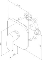 Встраиваемый смеситель для душа и ванны AM.PM Sensation F3075000 С ВНУТРЕННЕЙ ЧАСТЬЮ, хром