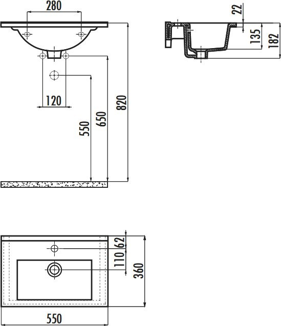 Мебельная раковина Creavit Su 55 белая глянцевая