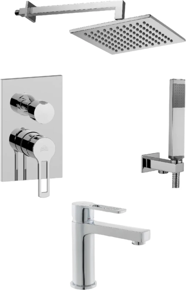 Комплект для ванной Paffoni Ringo KITRIN018CR071 С ВНУТРЕННЕЙ ЧАСТЬЮ, верхний душ 20 см, хром