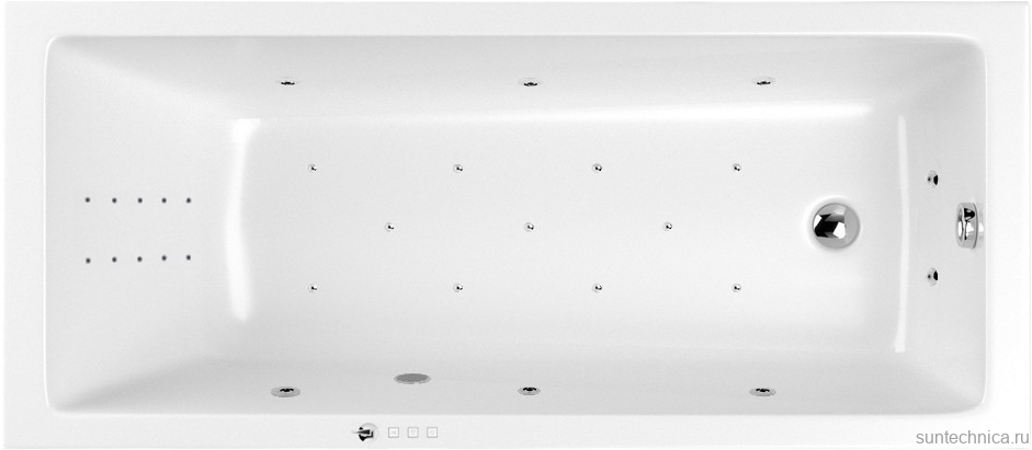 Акриловая ванна WHITECROSS Wave Ultra Nano 150x70 см, встраиваемая, с гидромассажем, белый глянец, с каркасом, со сливом-переливом