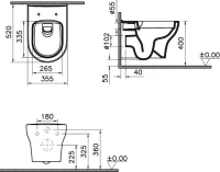 Комплект Унитаз подвесной VitrA Zentrum Round 7786B003-0075 безободковый + Крышка 801-003-019 с микролифтом + Инсталляция TECE Now 9400414 4 в 1 с кнопкой смыва