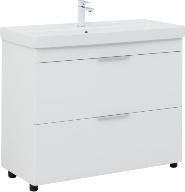 Тумба с раковиной Aquanet Ирис new 100 напольная, 2 ящика