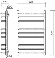 Полотенцесушитель электрический Domoterm Калипсо П9 50x70, хром, L