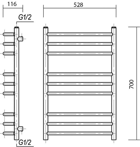 Полотенцесушитель электрический Domoterm Калипсо П9 50x70, хром, L
