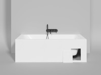 Ванна из искусственного камня Salini Orlanda Kit 180x80 см, встраиваемая, матовая белая, на ножках, со сливом-переливом