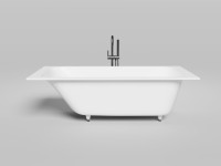 Ванна из искусственного камня Salini Orlanda Kit 180x80 см, встраиваемая, матовая белая, на ножках, со сливом-переливом