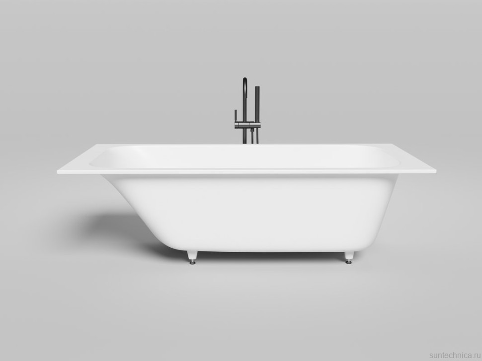 Ванна из искусственного камня Salini Orlanda Kit 180x80 см, встраиваемая, матовая белая, на ножках, со сливом-переливом
