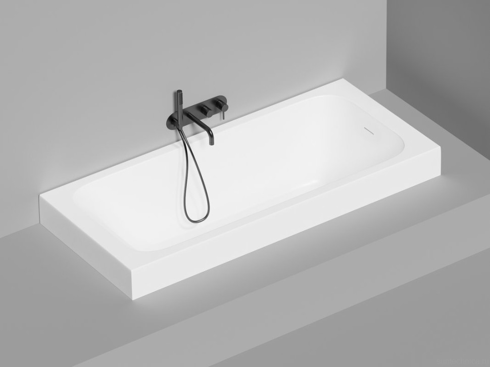 Ванна из искусственного камня Salini Orlanda Kit 180x80 см, встраиваемая, матовая белая, на ножках, со сливом-переливом