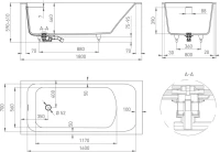 Ванна из искусственного камня Salini Orlanda Kit 180x80 см, встраиваемая, матовая белая, на ножках, со сливом-переливом