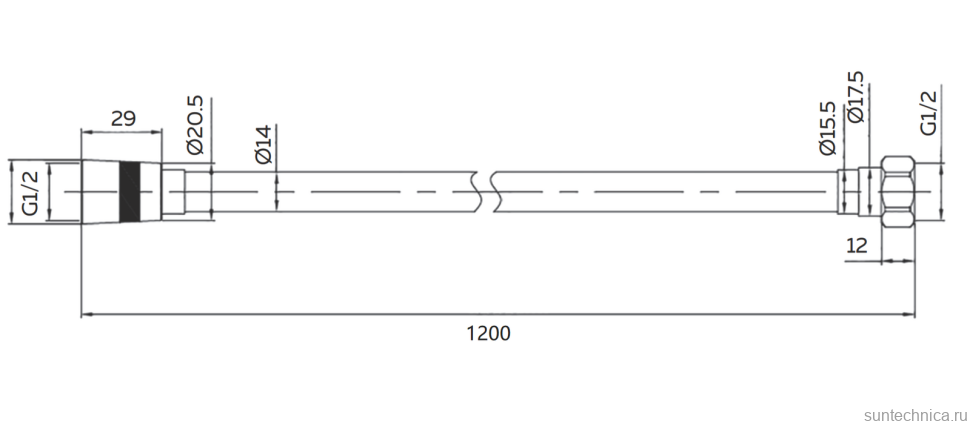 Душевой шланг AltroBagno BM SH 071703 Cr 120 см, хром