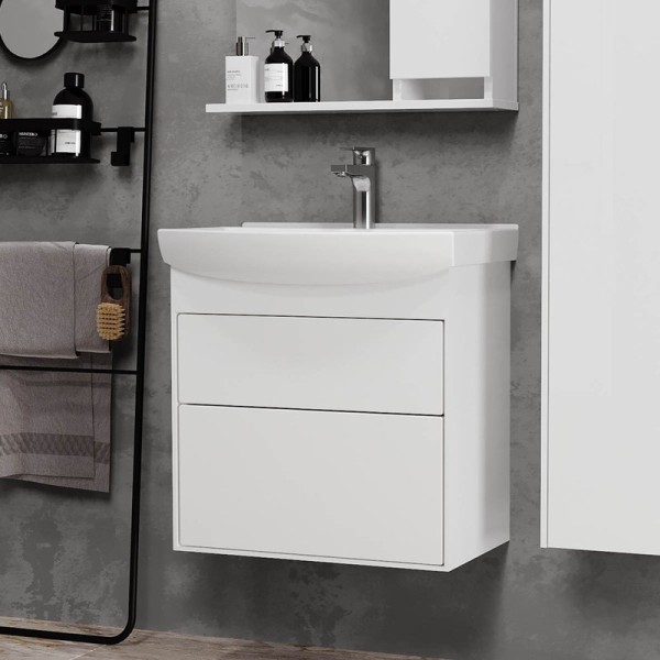 Тумба с раковиной Belux Клермонт Н 60-02 напольная, 2 ящика, белая