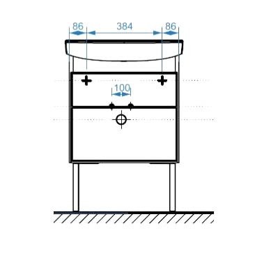 Тумба с раковиной Belux Клермонт Н 60-02 напольная, 2 ящика, белая
