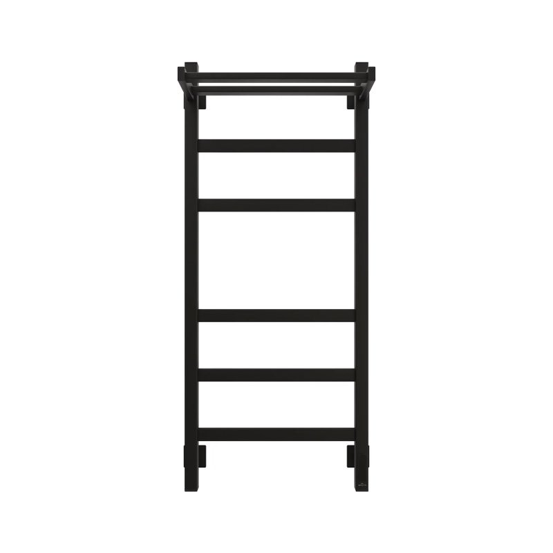 Полотенцесушитель электрический Grota Tela 430х1000 RAL9005 EL 100x45 см, подключение справа, слева, скрытое подключение справа, матовый черный, лесенка, из стали, с полкой