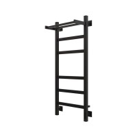 Полотенцесушитель электрический Grota Tela 430х1000 RAL9005 EL 100x45 см, подключение справа, слева, скрытое подключение справа, матовый черный, лесенка, из стали, с полкой