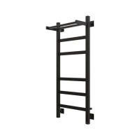 Полотенцесушитель электрический Grota Tela 430х1000 RAL9005 EL 100x45 см, подключение справа, слева, скрытое подключение справа, матовый черный, лесенка, из стали, с полкой