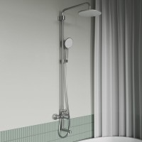 Комплект для ванной IDDIS Aiger Душевая стойка IDDIS Aiger AIGBC3Fi06 + Смеситель для раковины AIGBC00i01, хром матовый