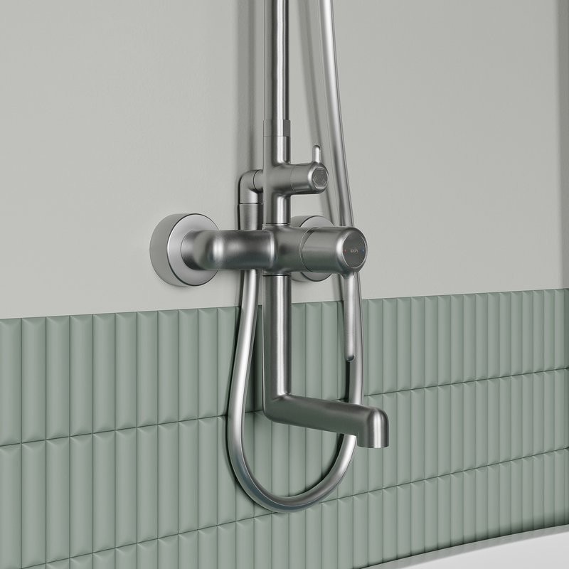 Комплект для ванной IDDIS Aiger Душевая стойка IDDIS Aiger AIGBC3Fi06 + Смеситель для раковины AIGBC00i01, хром матовый