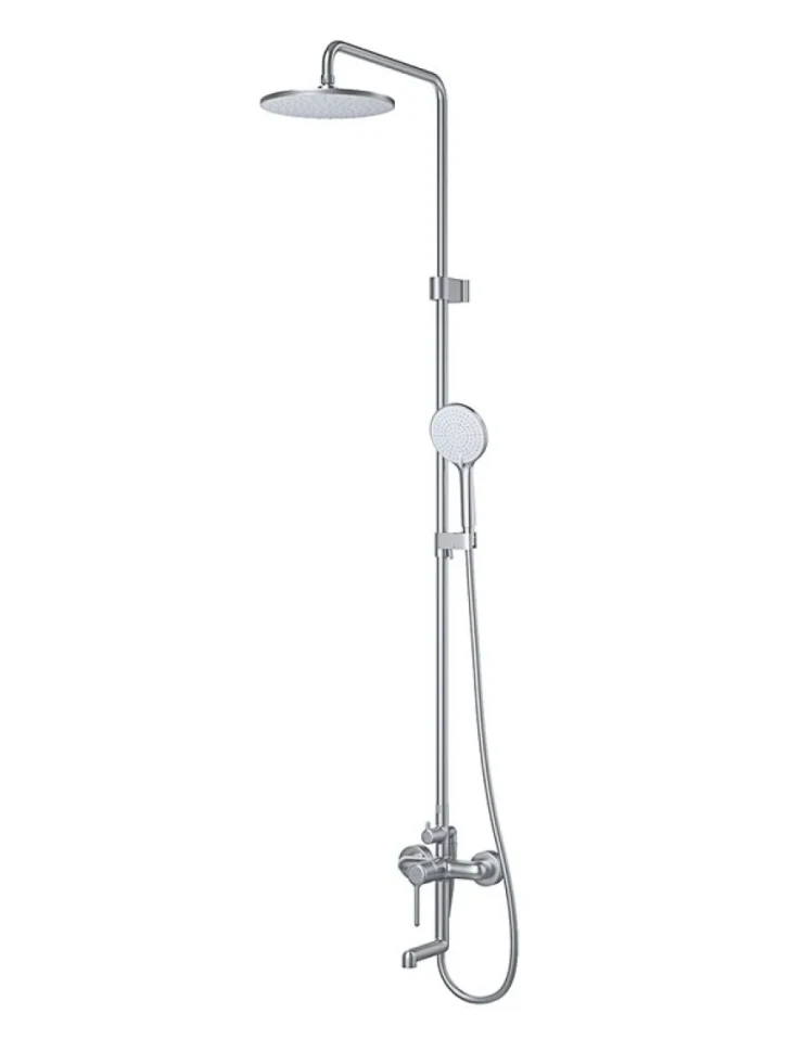 Комплект для ванной IDDIS Aiger Душевая стойка IDDIS Aiger AIGBC3Fi06 + Смеситель для раковины AIGBC00i01, хром матовый